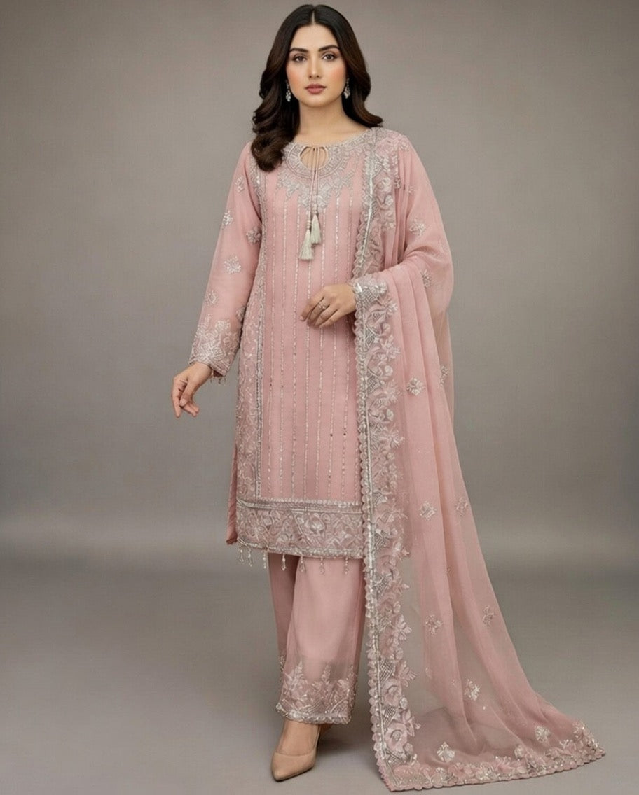 Noor’s-Festive Kameez Shalwar-Light Pink