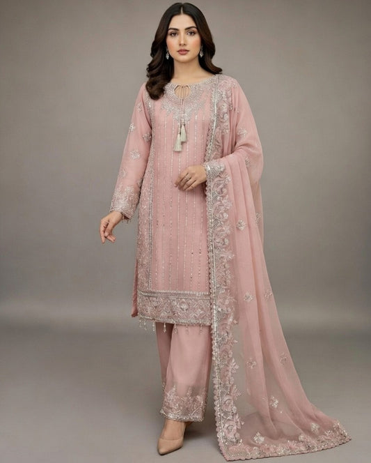 Noor’s-Festive Kameez Shalwar-Light Pink