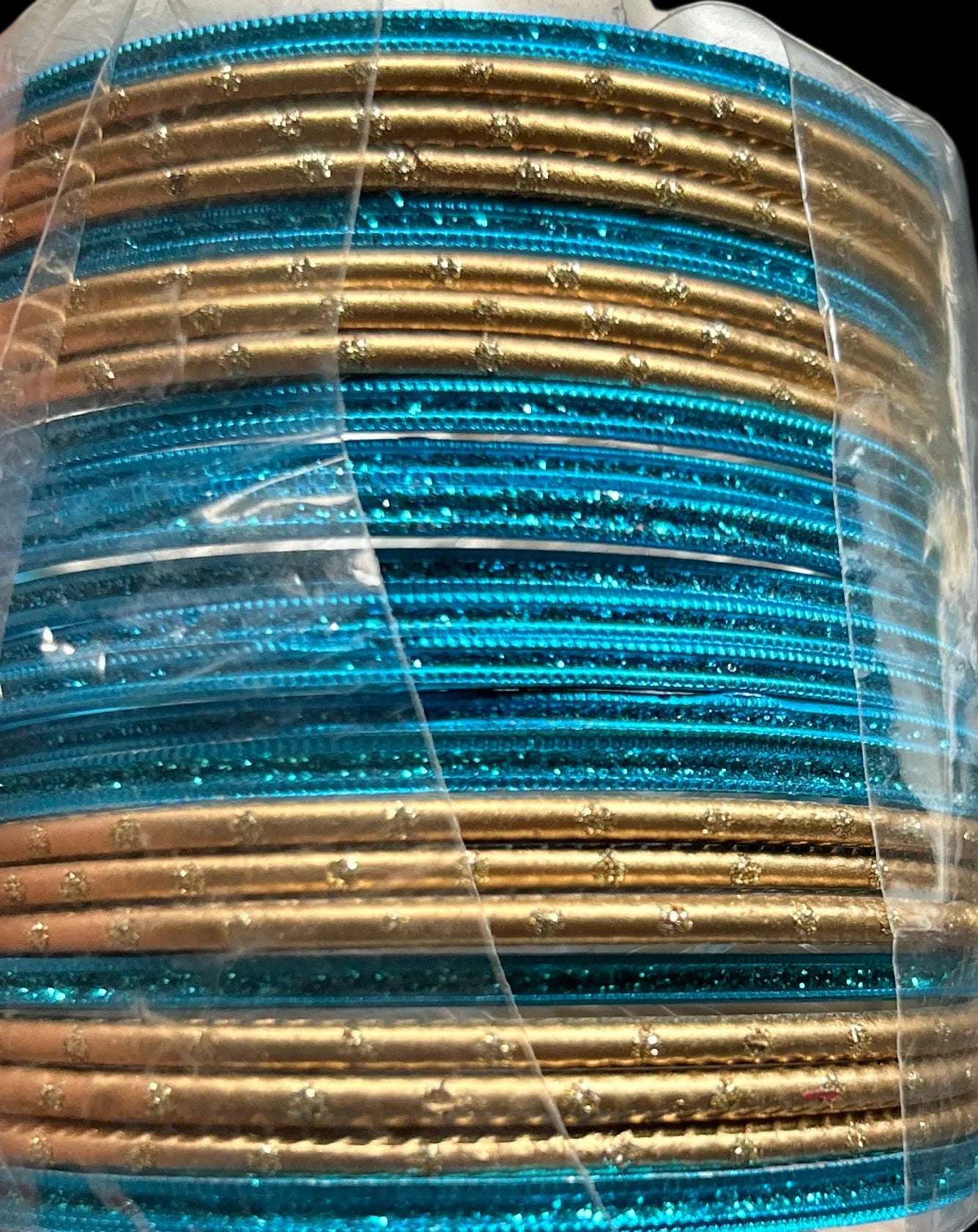 Size: 2.6 Sky Blue & Gold Bangles