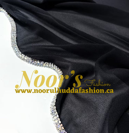 Chiffon Fancy Hijab with Crystal Beads