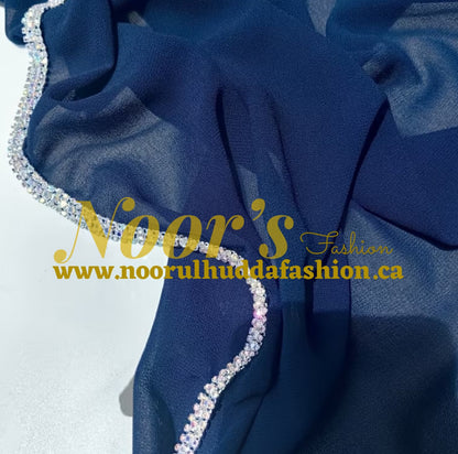 Chiffon Fancy Hijab with Crystal Beads