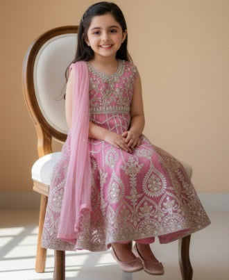 Noor’s-Pink Soft Net Frock-3pc