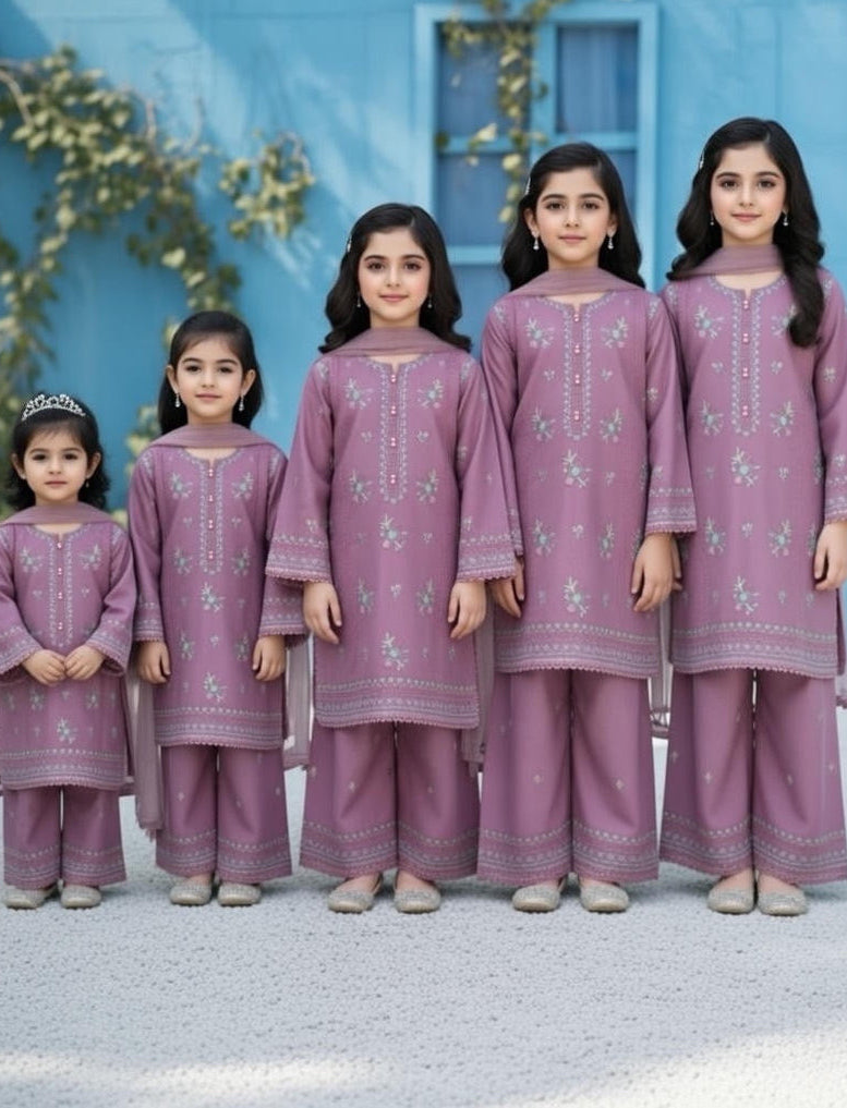 Noor’s-Purple Kameez shalwar Soft Khaddar-3Pc