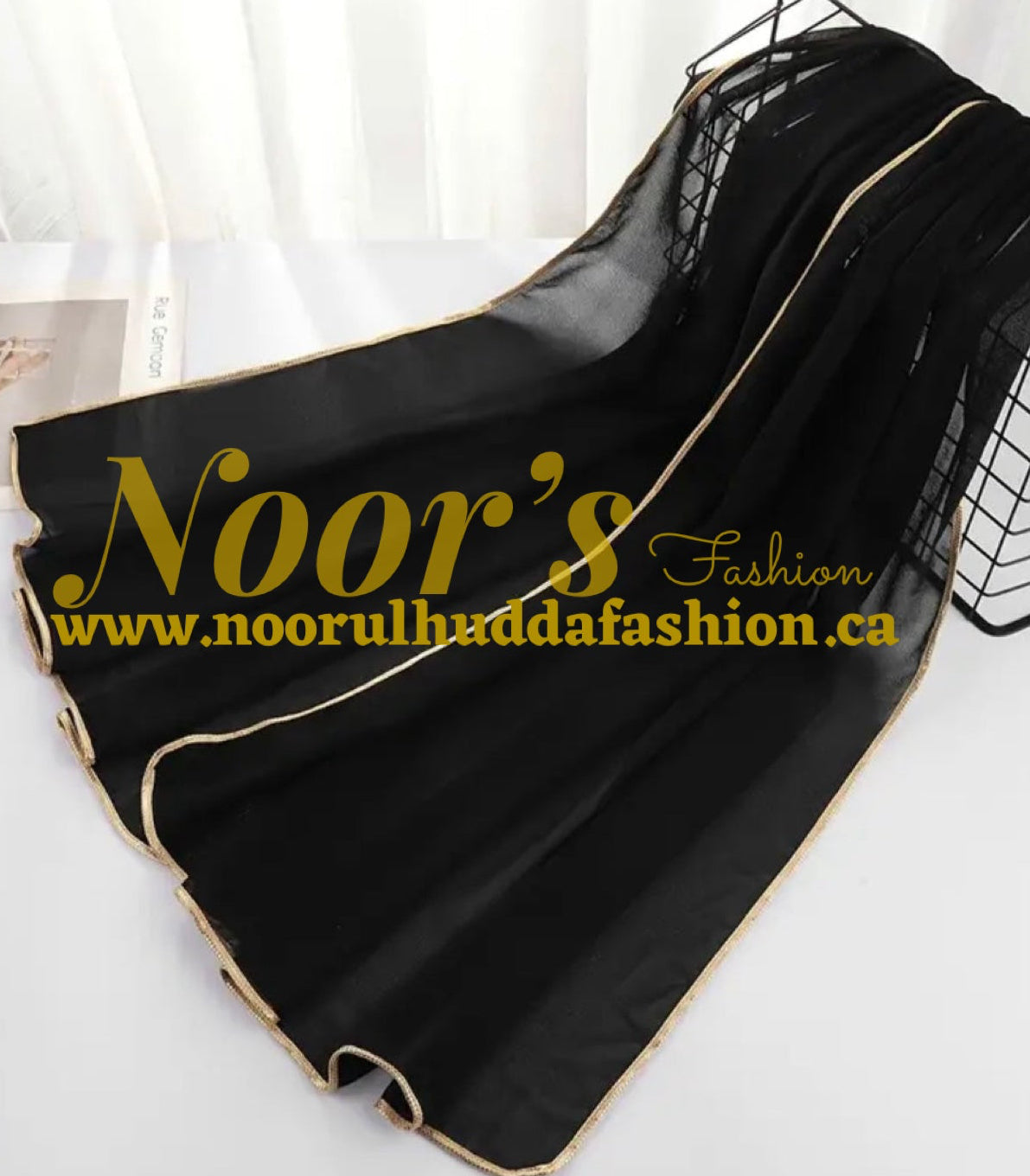 Fancy Chiffon Hijab with Golden Lace