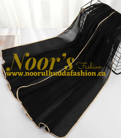 Fancy Chiffon Hijab with Golden Lace