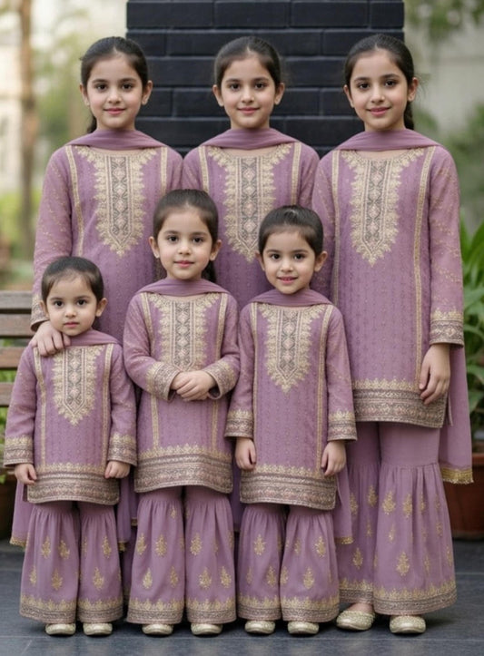 Noor’s-3Pc Sharara-Lavender