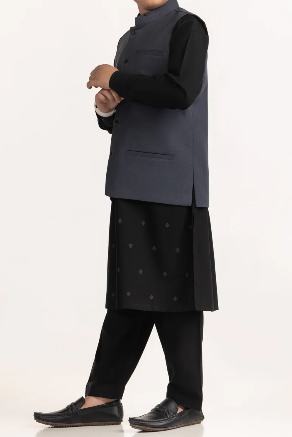 Dark Grey-Kids waistcoat 1pc-Gul Ahmed