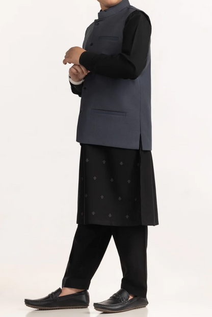Dark Grey-Kids waistcoat 1pc-Gul Ahmed