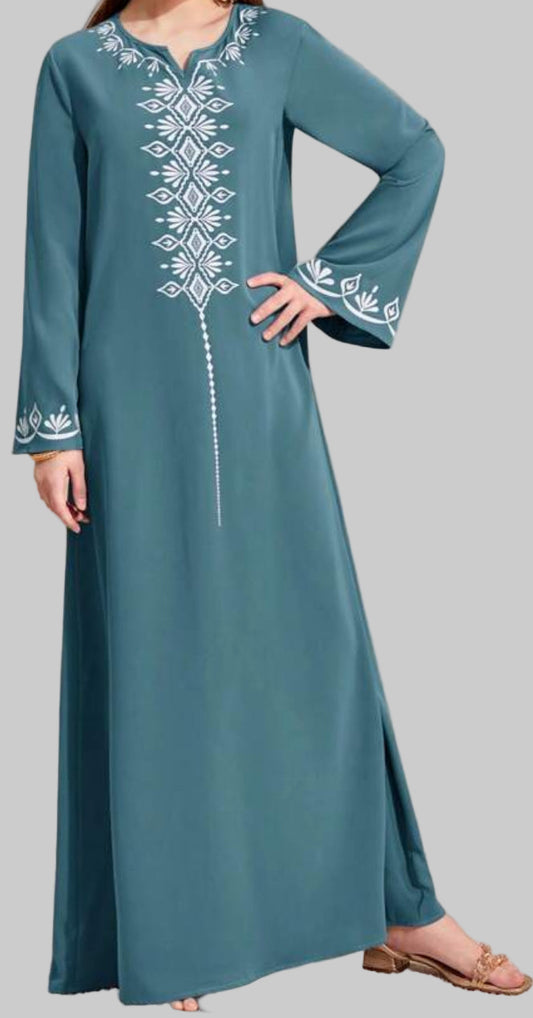 Noor's-Light Teal Blue Dress/Abaya