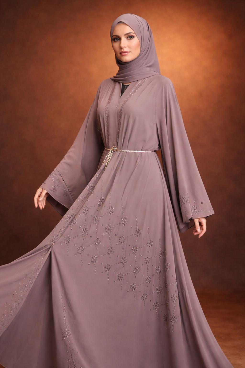 Noor’s-Tea Pink-Abaya set-2pc