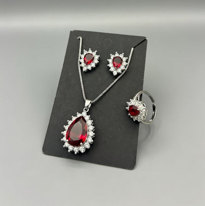 Red-3D Zircon Locket Set
