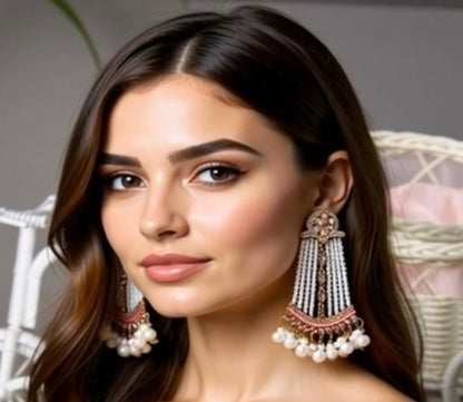 Large Pearl Jhumka/Tassel Earrings