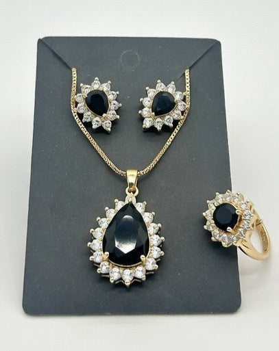 Black-3D Zircon Locket Set