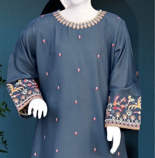 Grey-3pc Linen Shalwar kameez