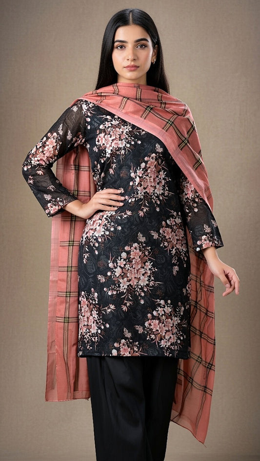 Brand:Gul Ahmed Black Linen-3pc