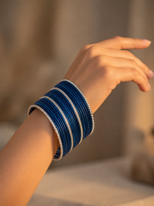 Size: 2.8 Blue & Silver Bangles