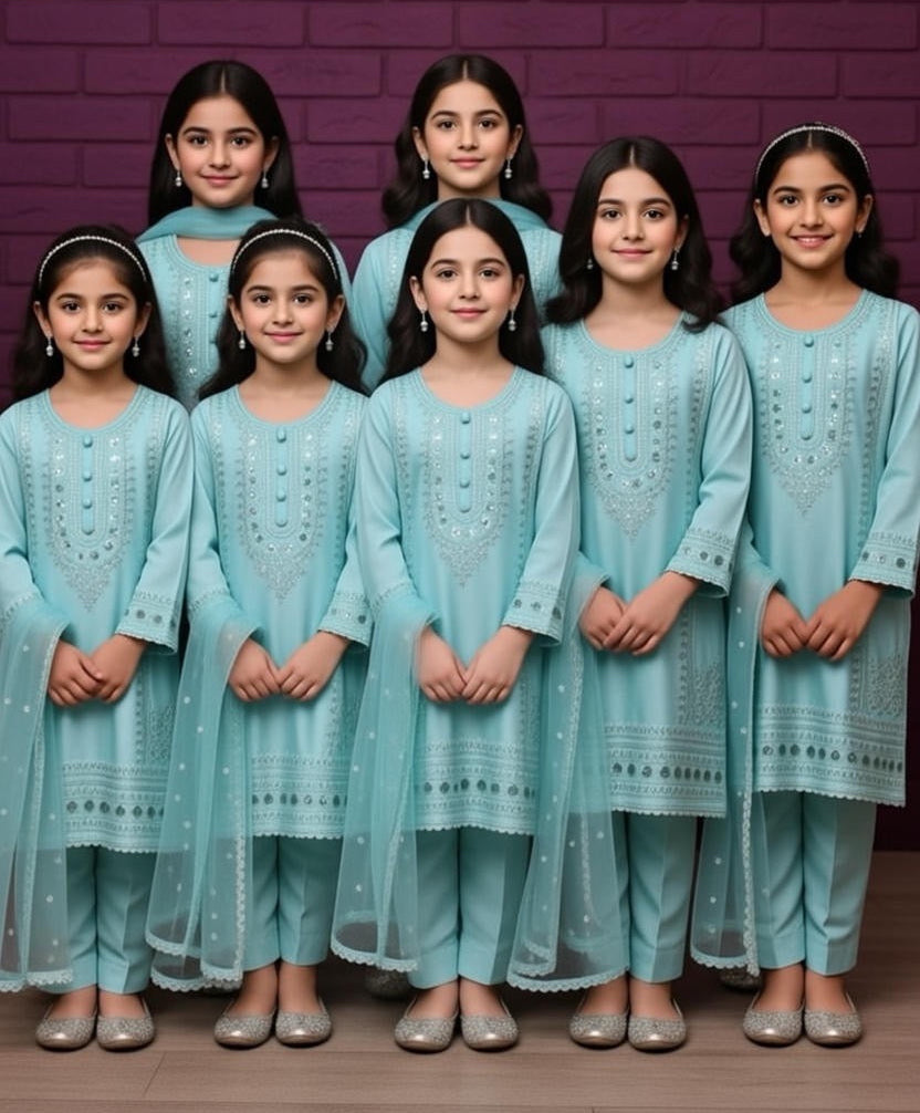 Noor’s-Sky Blue Dhanak Kameez Shalwar