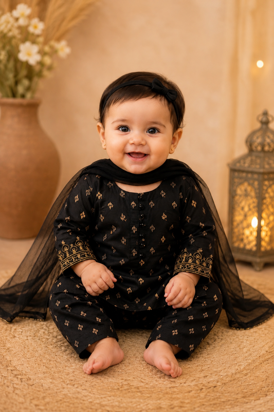 Baby Kameez Shalwar-Black