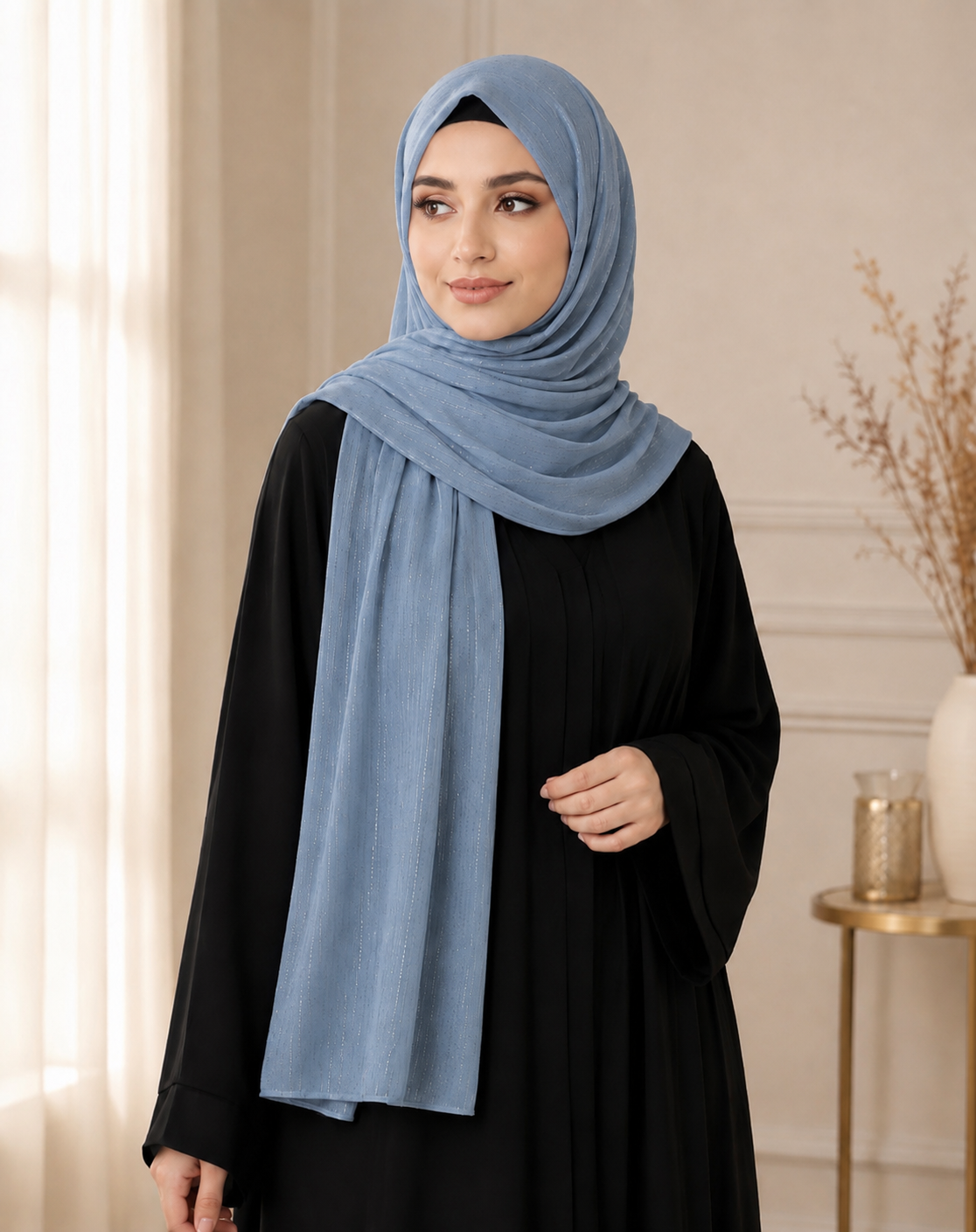 Fancy Chiffon Hijabs W/Shimmer Lines
