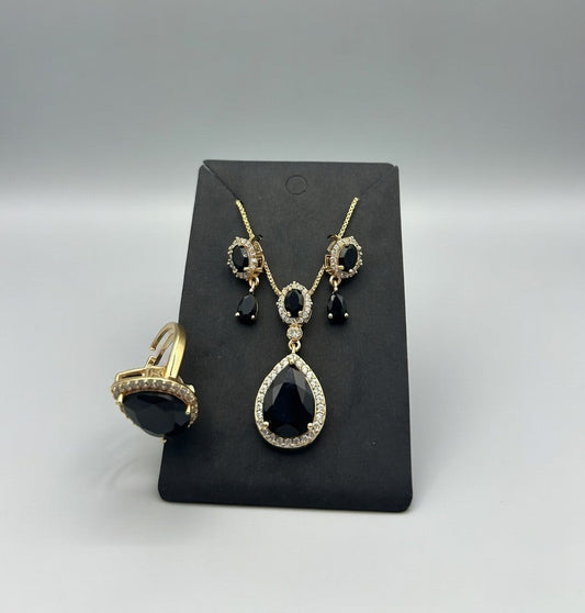 3D Zircon Locket Set-Black colour