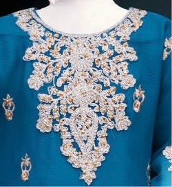 Blue 3pc-Crinkle Chiffon Sharara Set