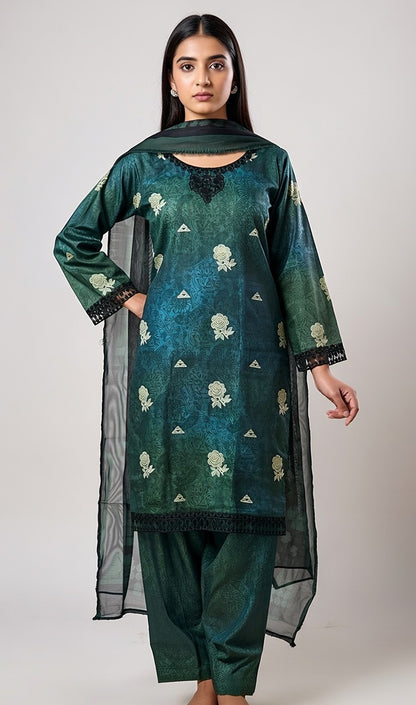 Brand:MTJ-3pc Printed Lawn-Green