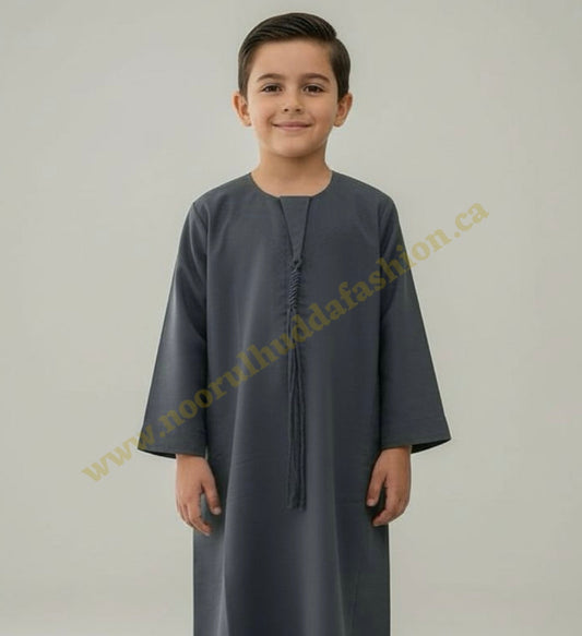 Charcoal Grey-Kids Thobes-Emirati Style