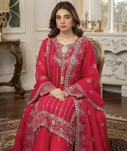 Noor’s-Festive Kameez Shalwar-Deep Pink