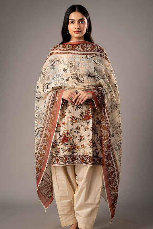 Brand:Gul Ahmed-Off White-Khaddar-3pc