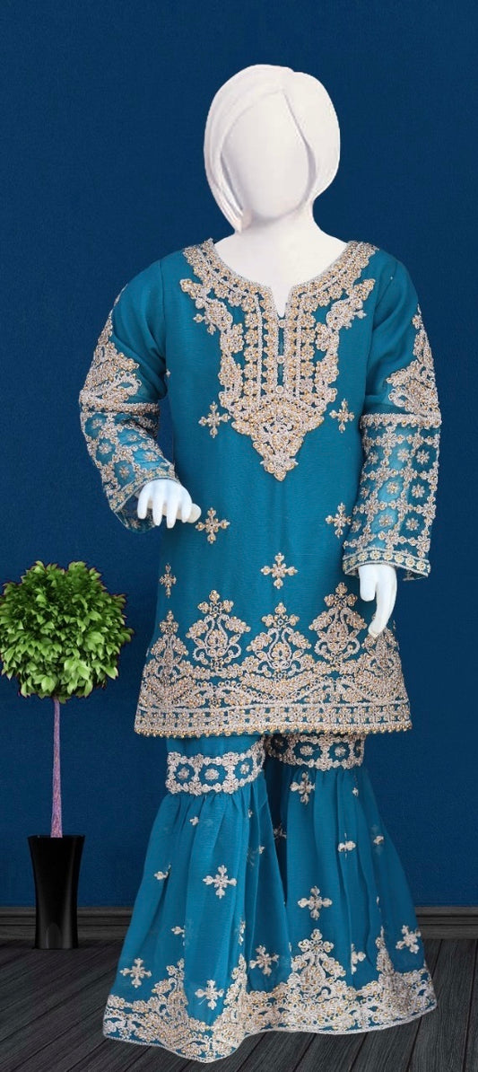 Noor’s 3pc Shararah Set-Blue