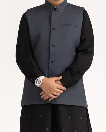 Dark Grey-Kids waistcoat 1pc-Gul Ahmed