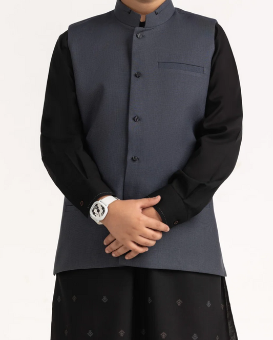 Dark Grey-Kids waistcoat 1pc-Gul Ahmed