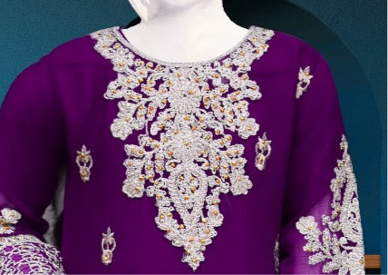 Purple 3pc-Crinkle Chiffon Sharara Set