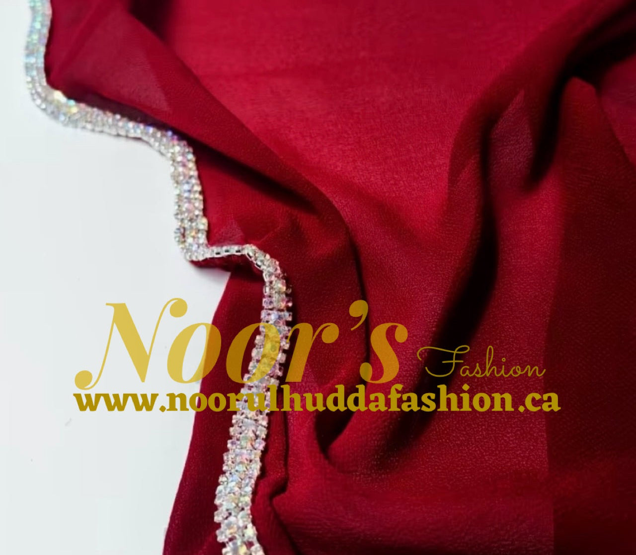 Chiffon Fancy Hijab with Crystal Beads