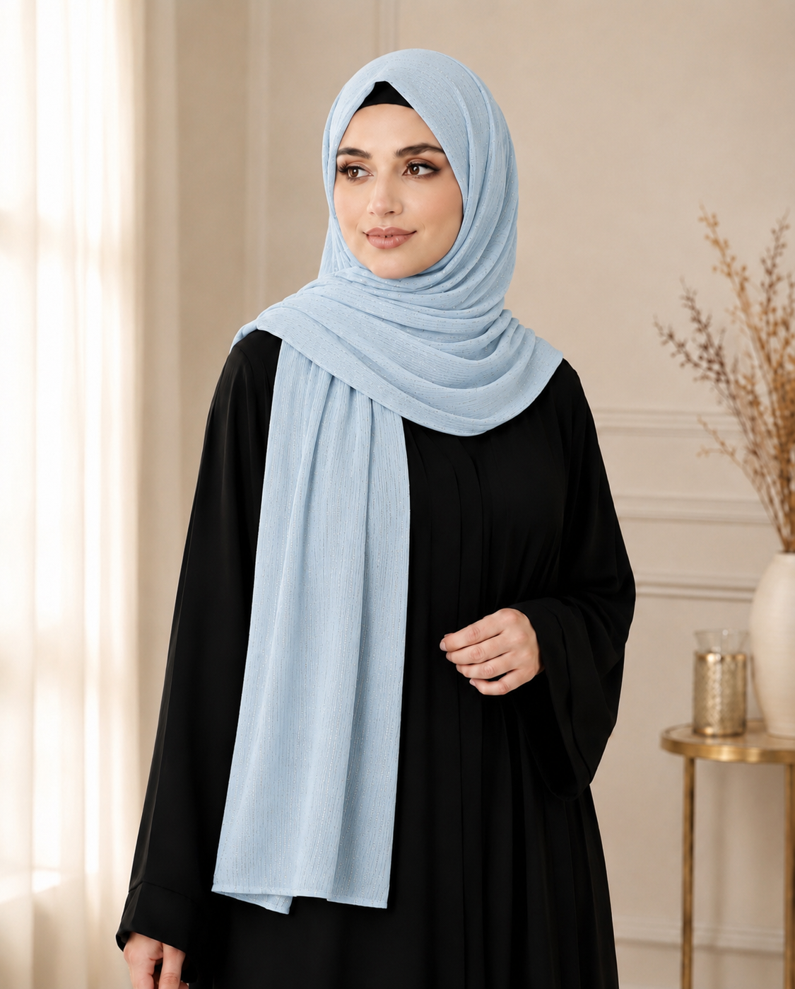 Fancy Chiffon Hijabs W/Shimmer Lines