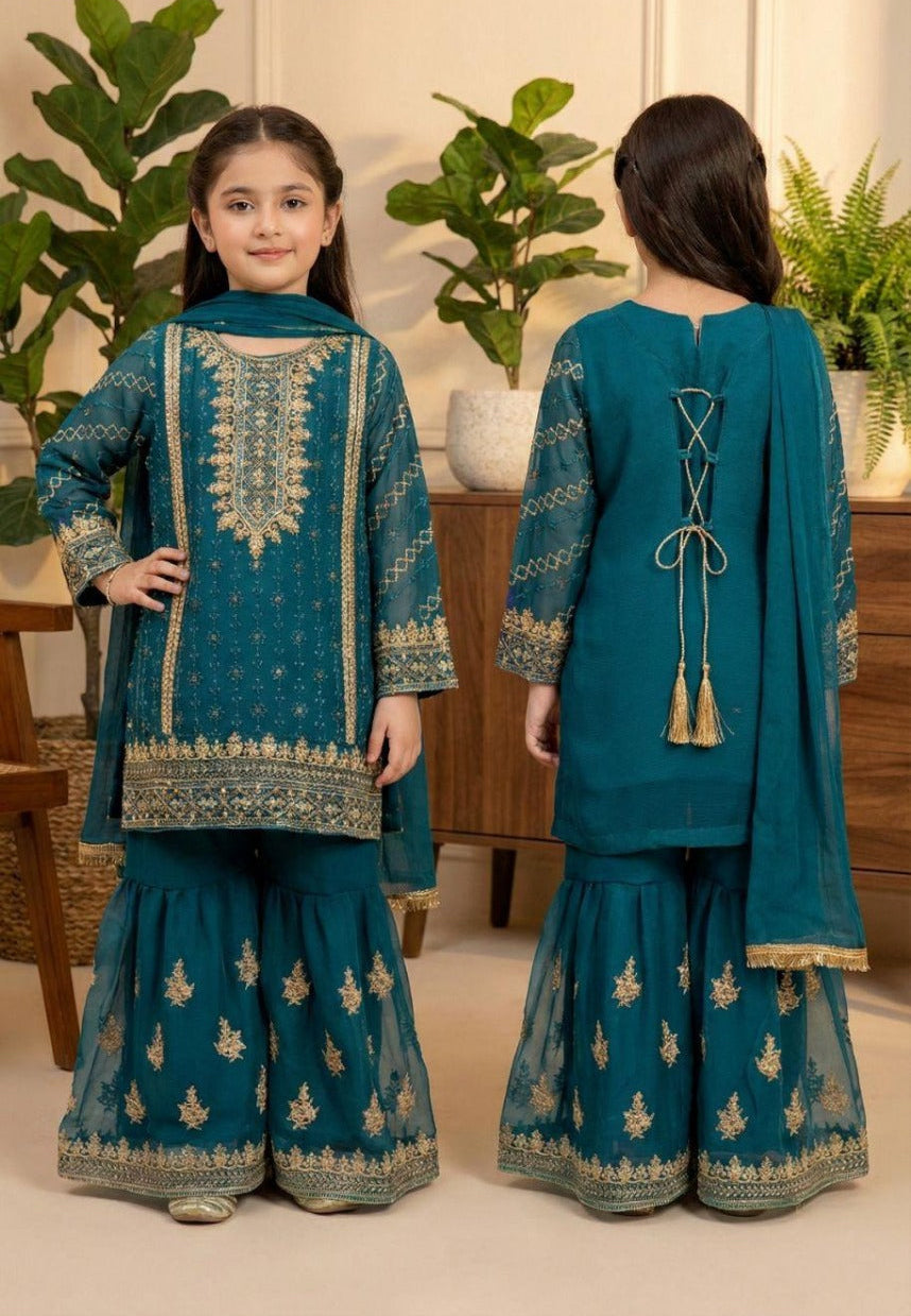 Noor’s-3Pc Shararah-Teal