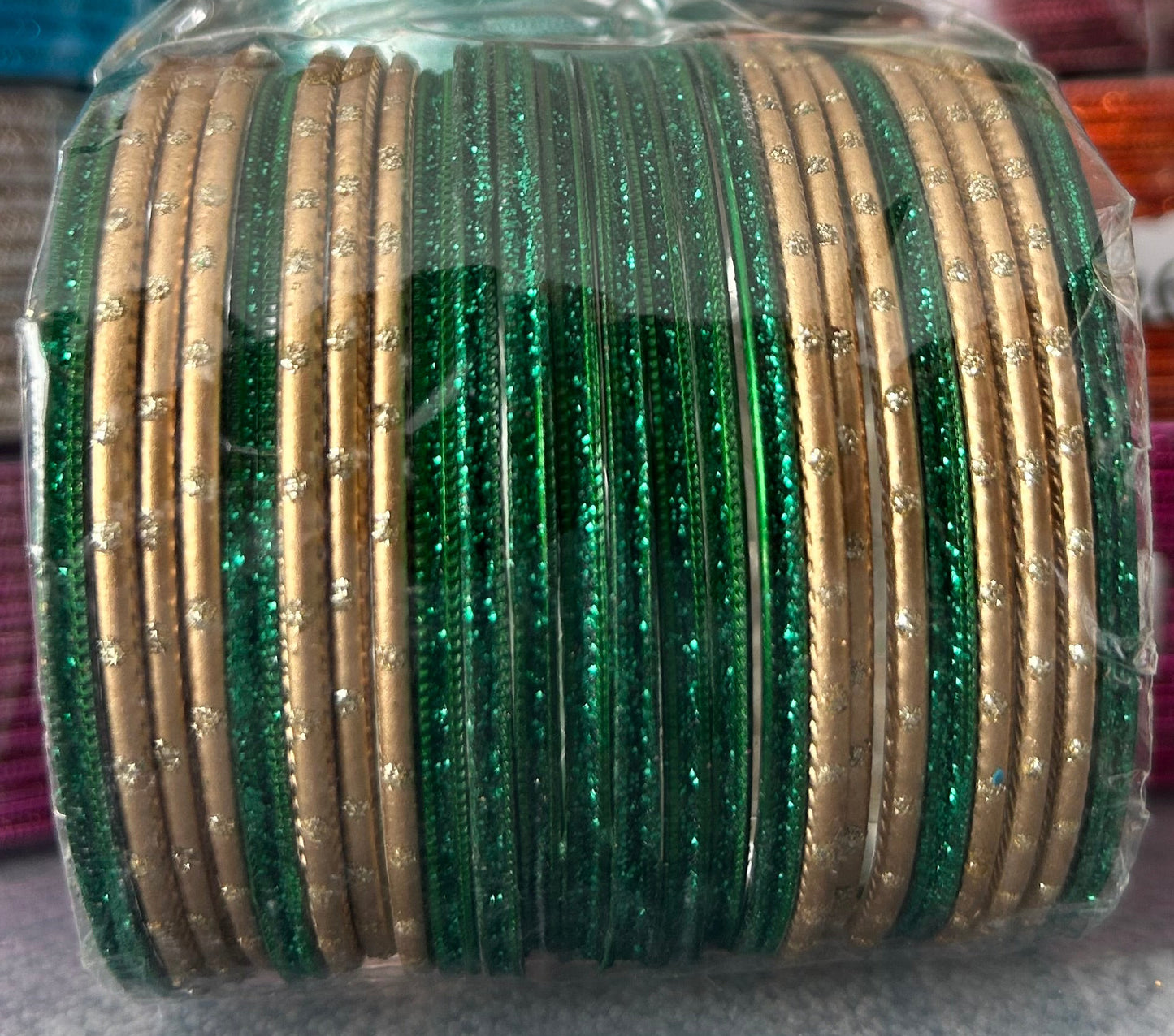 Size: 2.6 Green & Gold Bangles