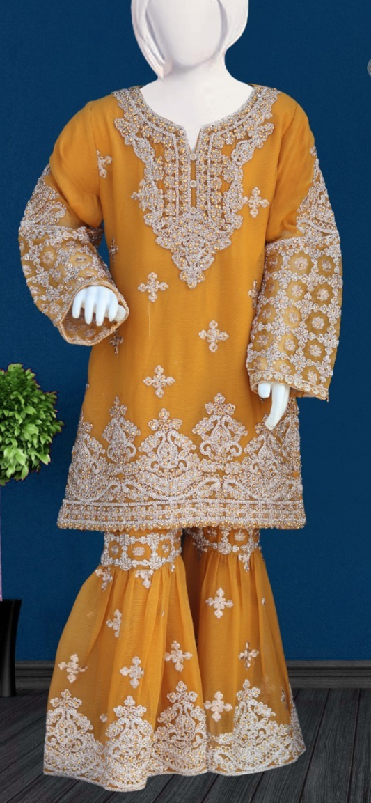 Noor’s 3pc Shararah Set-Mutard
