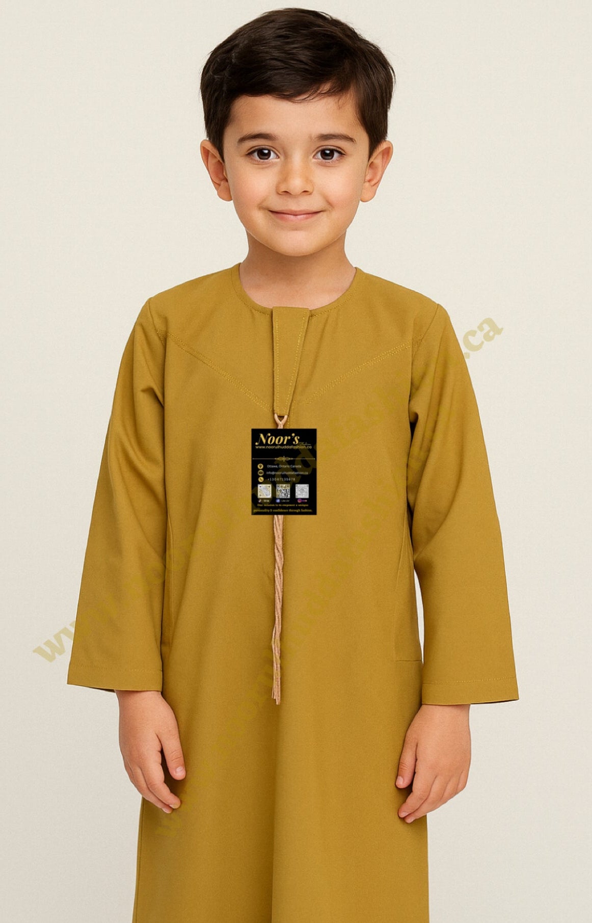 Mustard Yellow-Noor’s-Kids Thobes-Emirati Style