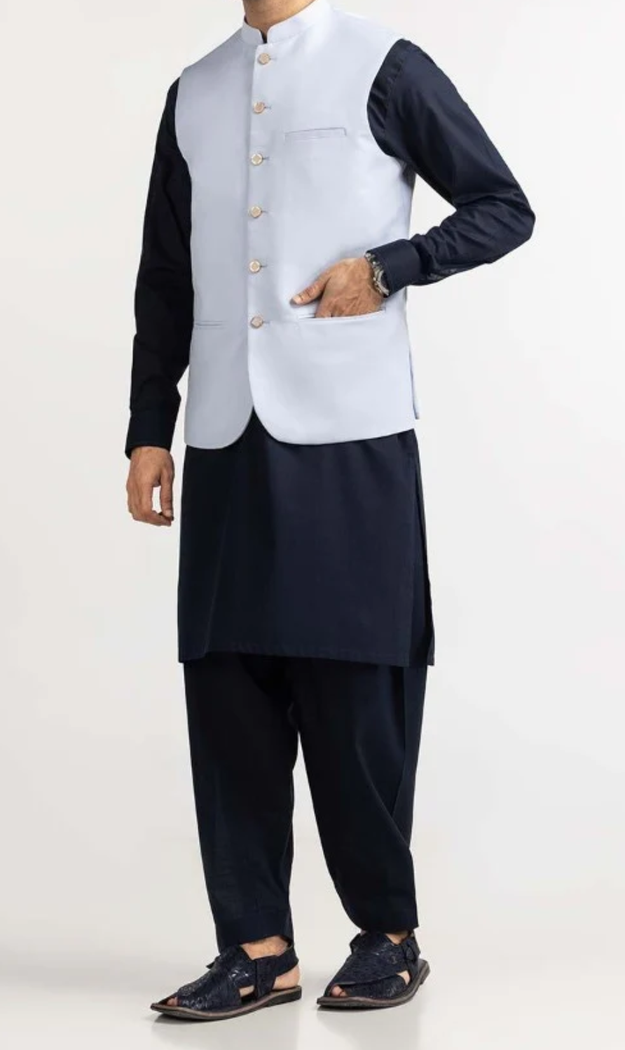 Ice Blue-waistcoat Gents-Brand: Gul Ahmed