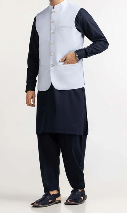 Ice Blue-waistcoat Gents-Brand: Gul Ahmed