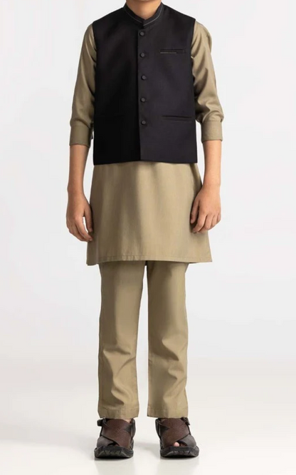 Black-Kids waistcoat 1pc-Gul Ahmed