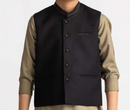 Black-Kids waistcoat 1pc-Gul Ahmed