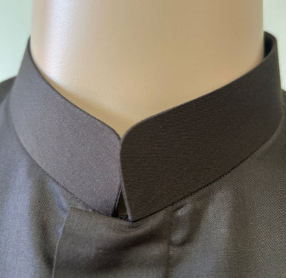 Dark Brown-Noor’s-Thobe/Jubba-Plain Band Collar