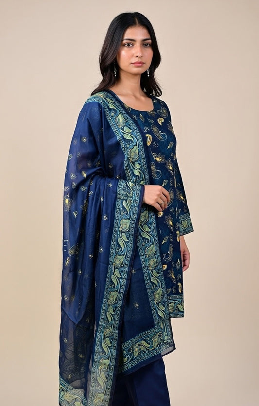 Brand:Gul Ahmed-Blue Khaddar-3pc