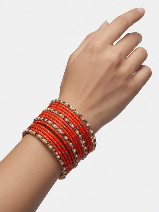 Size: 2.8 Orange & Pearl Bangles