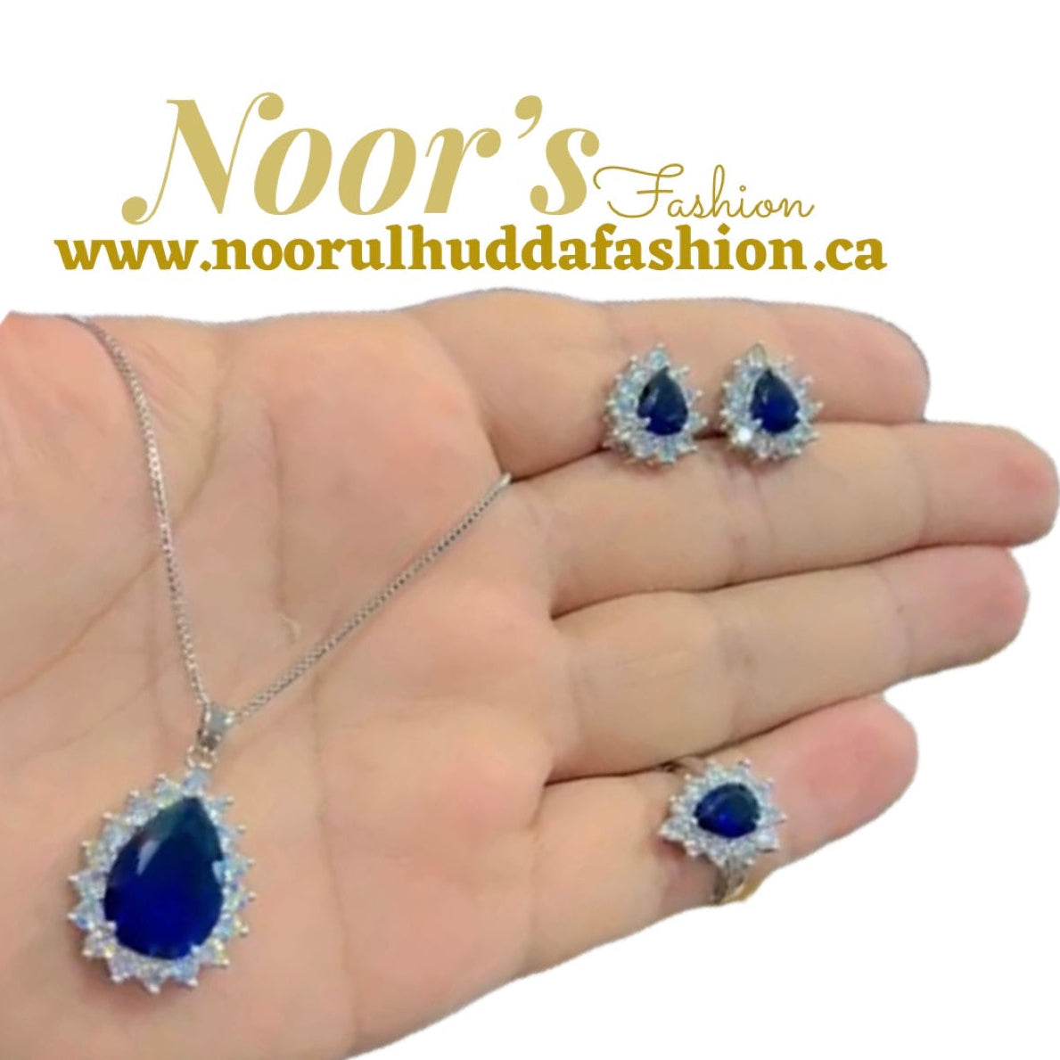 Blue-3D Zircon Locket Set