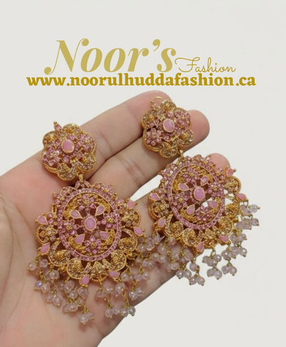 Light Pink-3D Zircon Stone Dangle Earrings