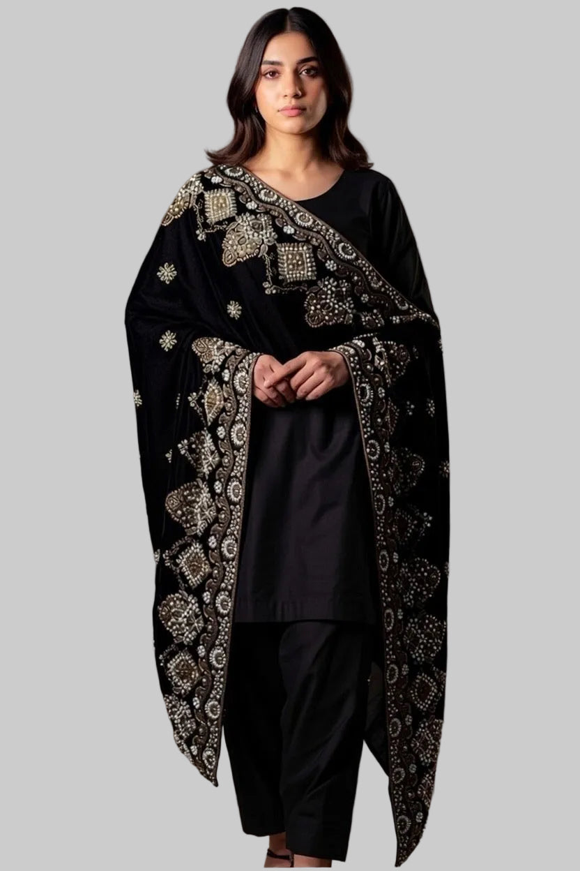 Black Velvet- Luxury Shawl