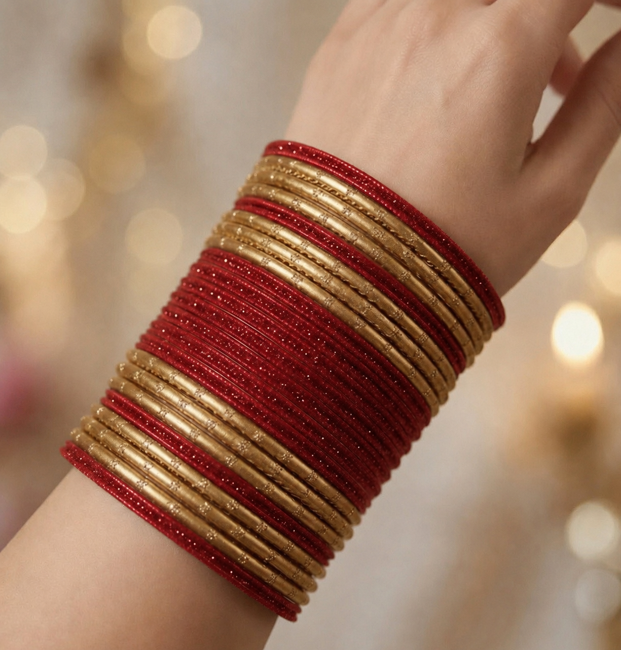 Size: 2.6 Red & Gold Bangles